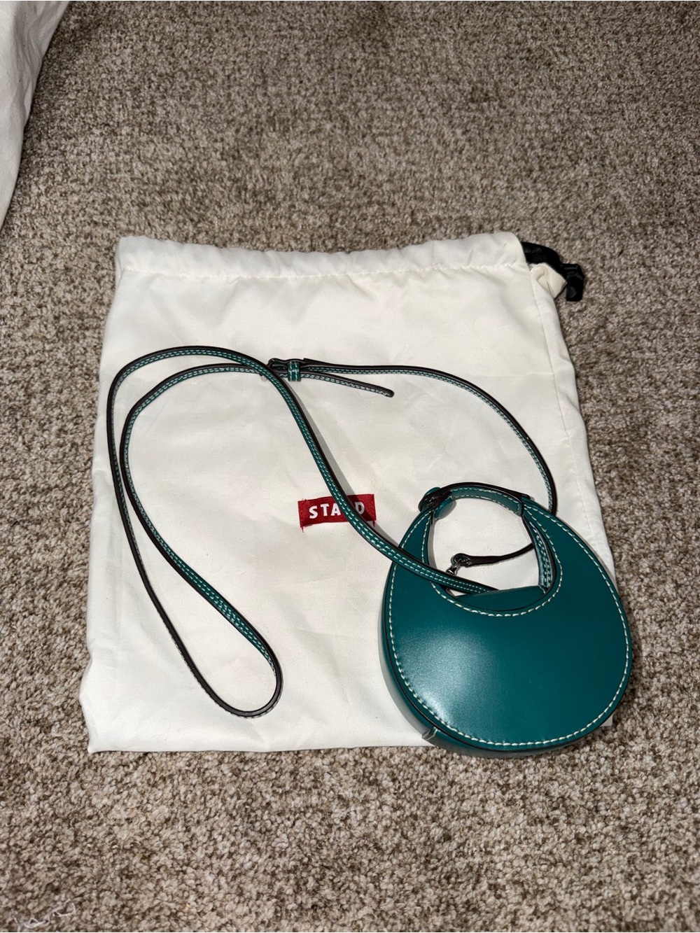 STAUD Green Crescent Mini Crossbody Bag
